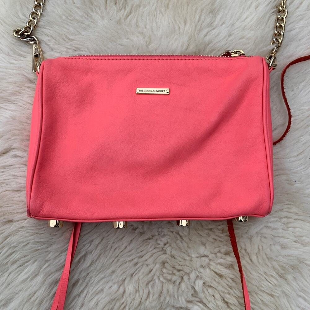 Rebecca Minkoff 3 Zip Mini MAC clutch crossbody bag Bright Hot Neon Pink Barbie - Picture 6 of 8